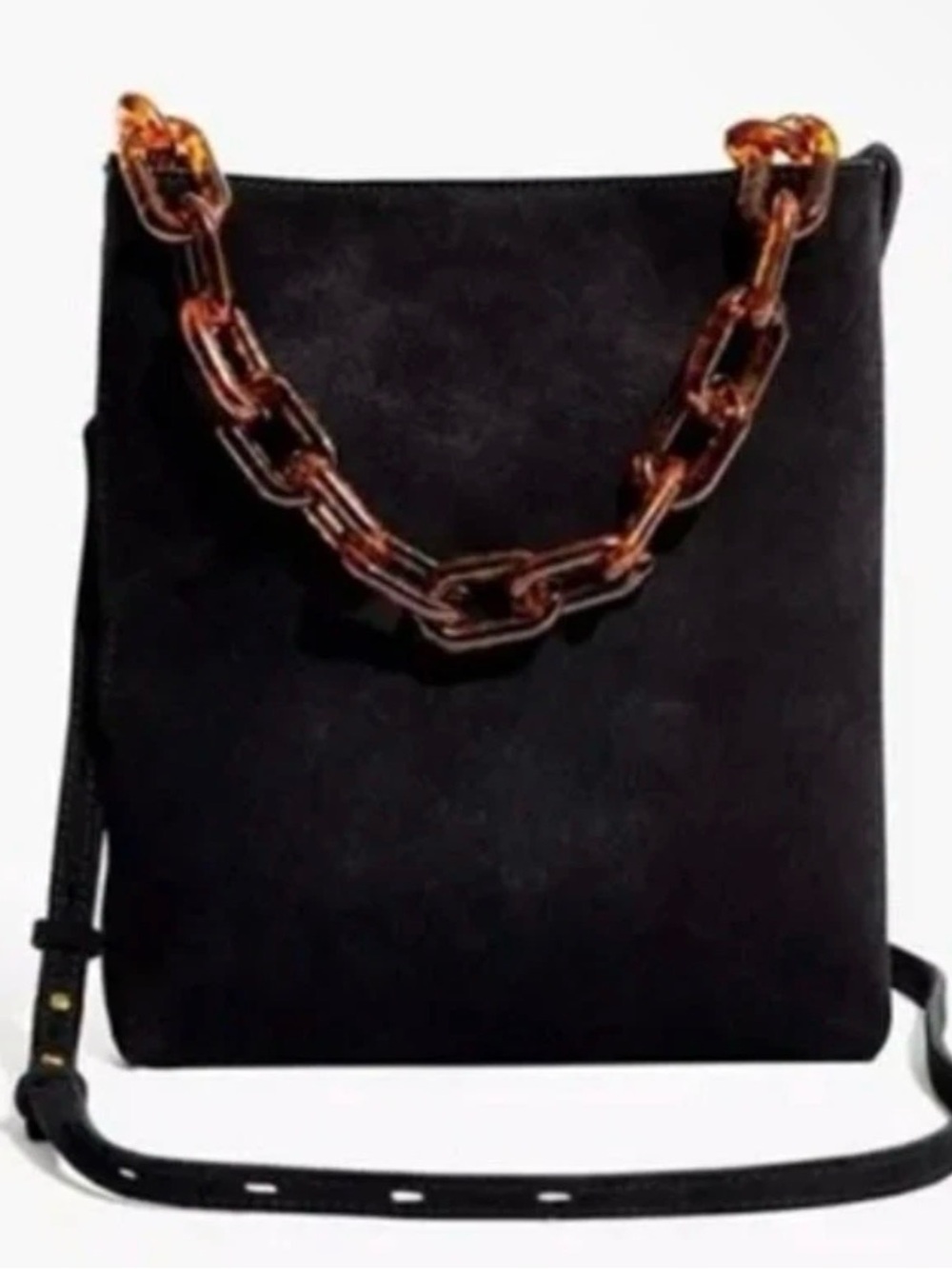 Madewell Slim Brooklyn
Crossbody Bag Black Suede Tortoiseshell Chain Edition